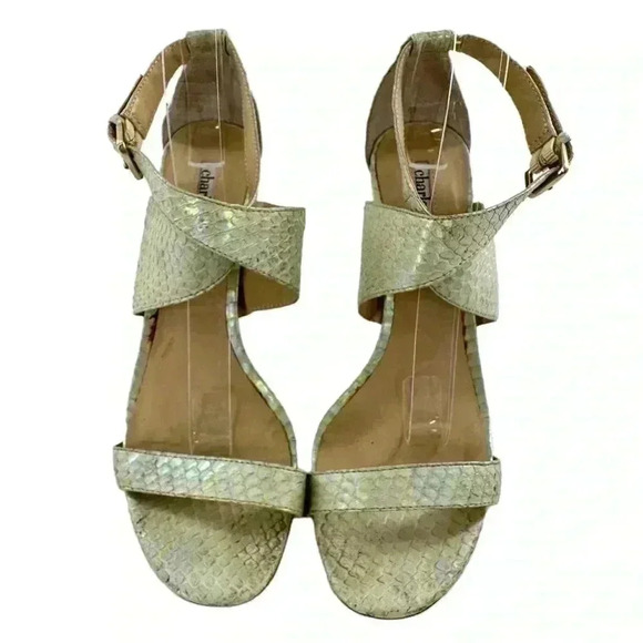 Charles David heels 7.5 green leather snake mermaidcore metallic formal prom - Picture 2 of 14